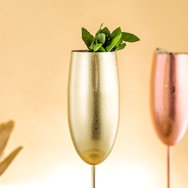 Champagneglas, champagneflöjt i rostfritt stål, perfekt för fars dag, bröllop, fester och jubileum gold