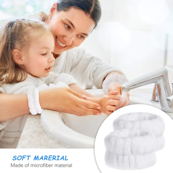 Handled Spa Tvättband Mikrofiber Handdukstvätt Handduksband Armband för att tvätta ansiktsabsorberande armband Handledssvettband White