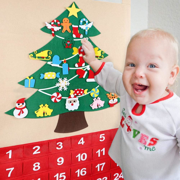 Julgranskalendrar i filt för barn, 24 dagars nedräkning till  julkalenderadvent med fickor Julklappar 44f5 | Fyndiq