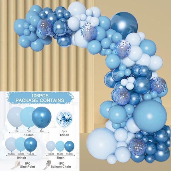 Ballonger Fest Dekorationer Bakgrund Latexballonger För Ballong C Blue 104pcs Multi