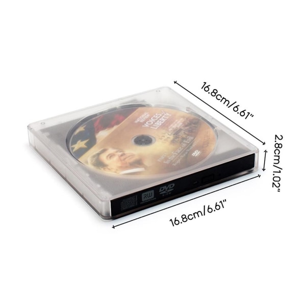 USB 3.0 Dvd Rw Brännare Reader Player Optisk enhet Transparent extern skrivare