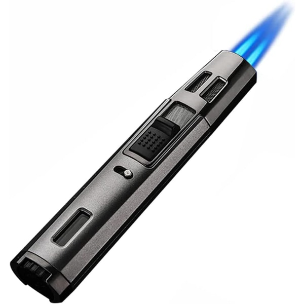 Ficklampa Refillable Butan Ficklampa Justerbar Pen Tändare Double Flame Tändare Multipurpose Black