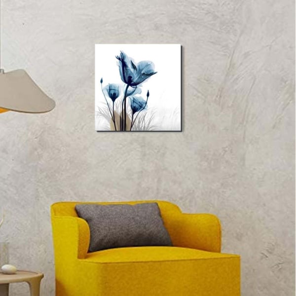 Blå flimrande blomma Moderna abstrakta målningar Canvas Väggkonst Galleri Wrapped Grace Blommiga bilder på canvastavlor 6