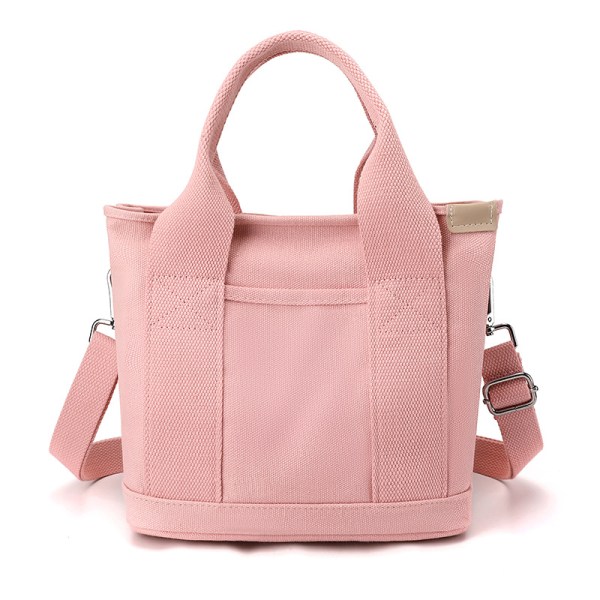 Modecanvasväska, tygväska förvaringsväska Handväska med flera fickor Handväska med stor kapacitet Handväska med flera fickor för resor pink
