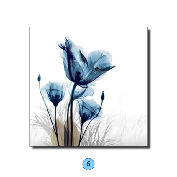 Blå flimrande blomma Moderna abstrakta målningar Canvas Väggkonst Galleri Wrapped Grace Blommiga bilder på canvastavlor 6