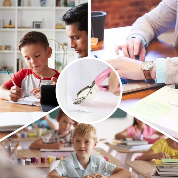 Häftapparater, Heavy Duty Häftpistol Familj Skola Kontor Häftpistol Verktyg med halkfritt handtag (Blå) pink