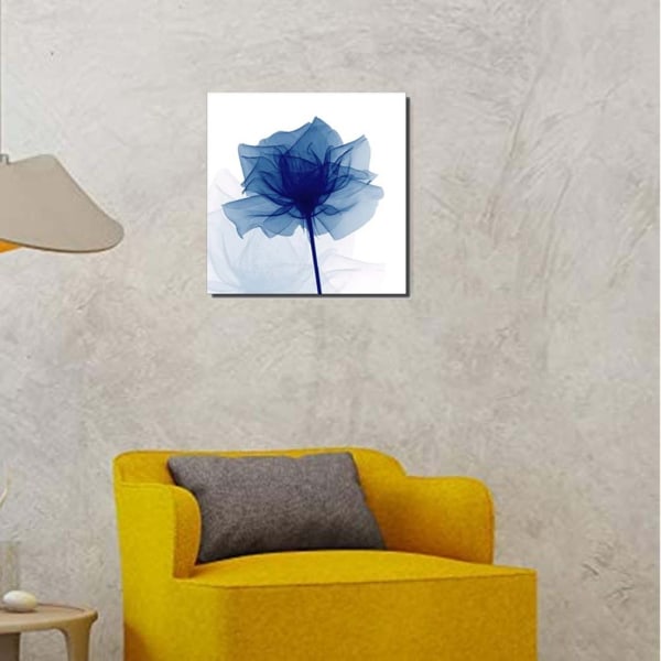 Blå flimrande blomma Moderna abstrakta målningar Canvas Väggkonst Galleri Wrapped Grace Blommiga bilder på canvastavlor 4