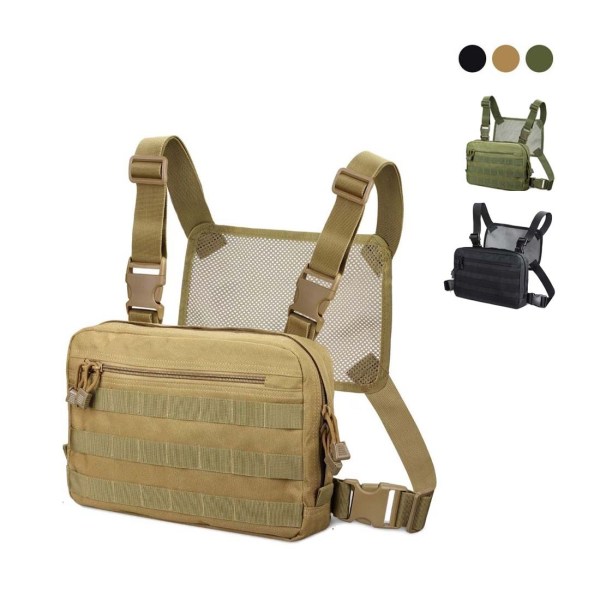 Taktisk bröstväska, Recon Kit-väskor Combat EDC-ficka framtill för krigsspel (1 st armégrön) Khaki