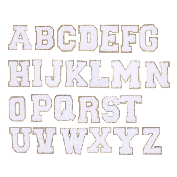 Handduksbroderade engelska bokstavslappar 26st polyester alfabetlapp