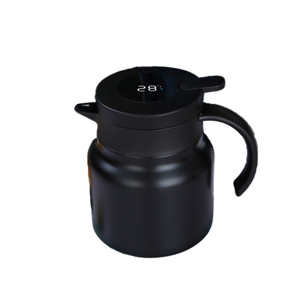 Vakuumkaffekanna tekanna för löst te, tekanna i rostfritt stål med temperaturdisplay, 800 ml black