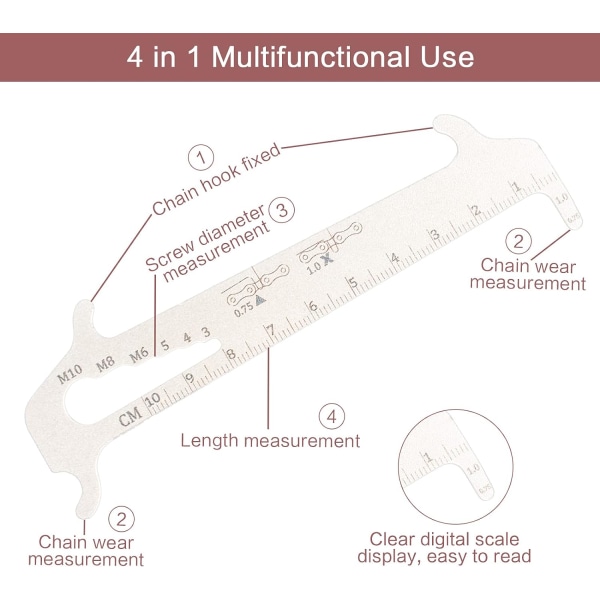 Cykelkedjasslitageverktyg 1st Bike Chain Checker Tool Rostfritt stål Cykelkedjasslitageindikator Verktygskedja