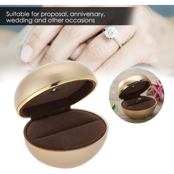 LED-ringlåda, Smyckeskrin för förlovning och bröllop, Smyckesringlåda Smyckesörhängen Ringförvaringslåda Gold