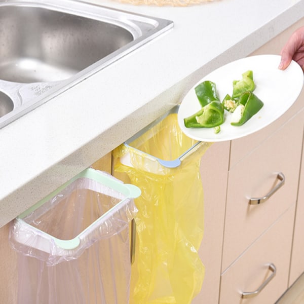 Skåphängande soppåshållare, bärbar soppåshållare, sophållare i plast för köksskåpsdörr green