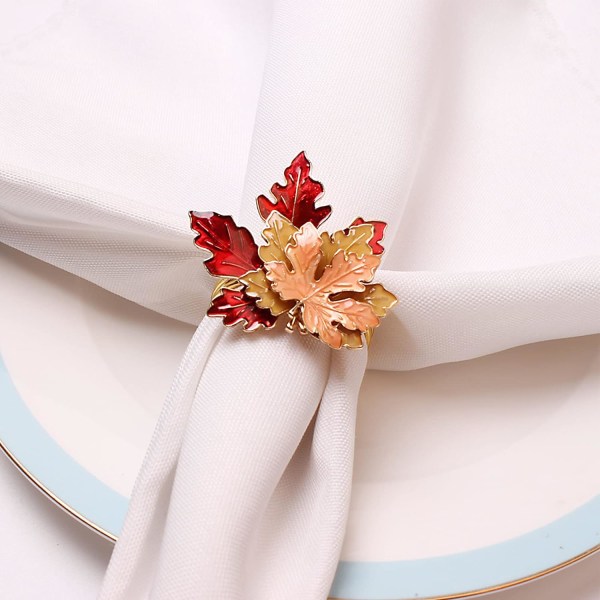 Servettringar,Maple Leaf Servetthållare, för höstens jul bröllopsbankett Daglig middagsfest Dekorfavorit