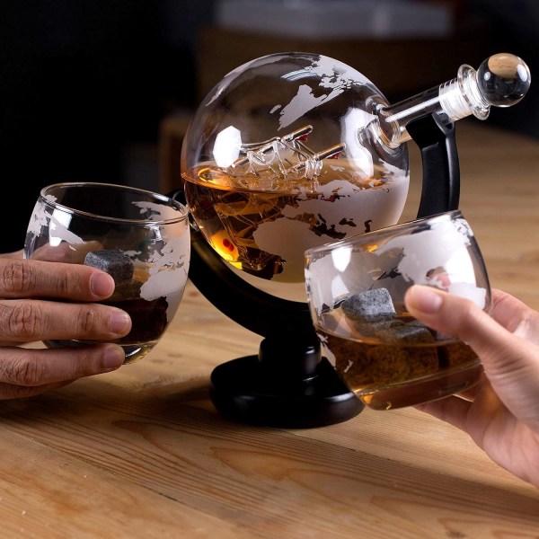 Whisky Karaff Set -1000ml Globe Karaff med glaspropp vinflaska Globe Karaff sfärisk vinflaska 1st