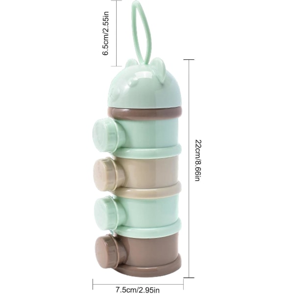 Baby Formula Dispenser 4 lager Stapelbar resemjölkpulver förvaringsbehållare Livsmedelsklassad plast Bärbar skiktad form