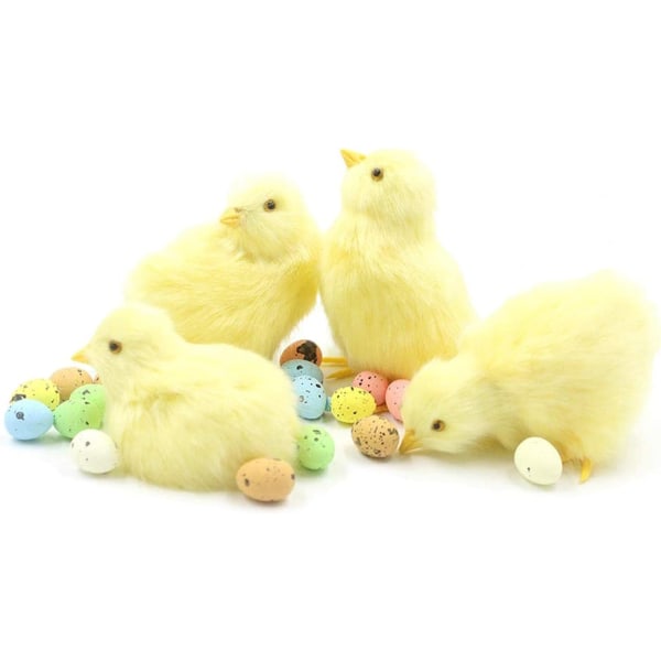 Realistiska plysch kycklingfigurer lurvig liten kyckling Djurleksak Gul baby kyckling prydnader påsk kyckling presentdekoration