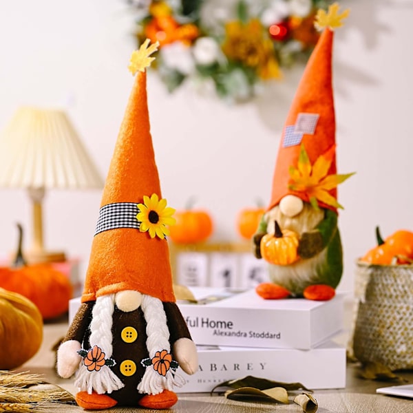 Höst Thanksgiving Gnome Solros Pumpa Lönnlöv Gnom Prydnad A