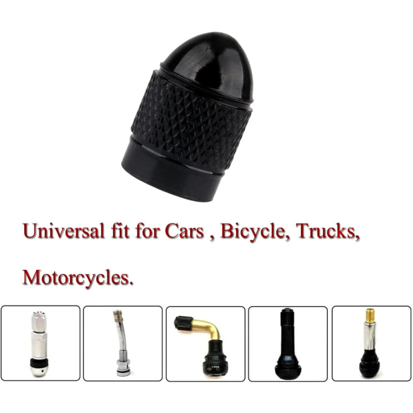 Kulventilkåpor Dammskydd 8 st, aluminiumlegering Universal med gummitätning för bilar, stadsjeepar, cyklar black