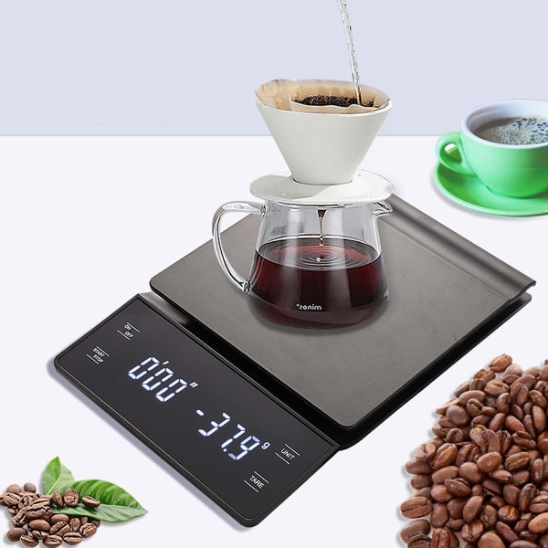 Digital kaffevåg med timer Köksvåg Vattentät elektronisk matvägning Espressovåg
