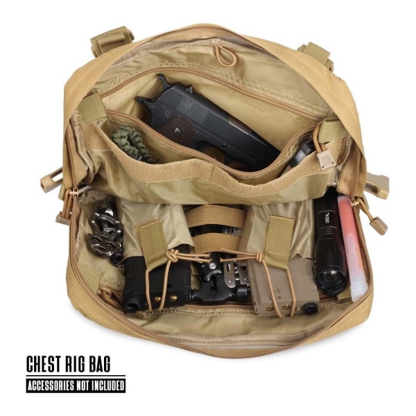Tactical Chest Rig Bag, Recon Kit Bags Combat EDC Front Pouch för Wargame（1st Army Green） Khaki