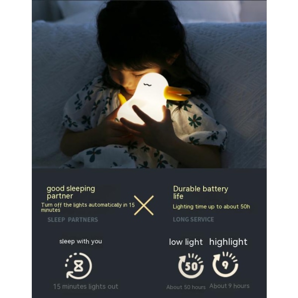 Nattlampa för barn Söt barnkammare i silikon Uppladdningsbar Kiwi Bird LED-lampa Steglös dimmer Baby Nattlampa 5