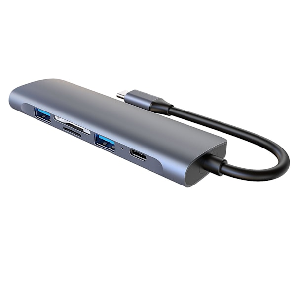 Usb C Hub 6 i 1 Aluminium Usb Adapter Usb3.0/sd/tf Pd Digital Do