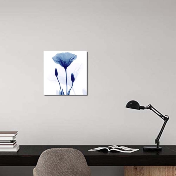 Blå flimrande blomma Moderna abstrakta målningar Canvas Väggkonst Galleri Wrapped Grace Blommiga bilder på canvastavlor 3