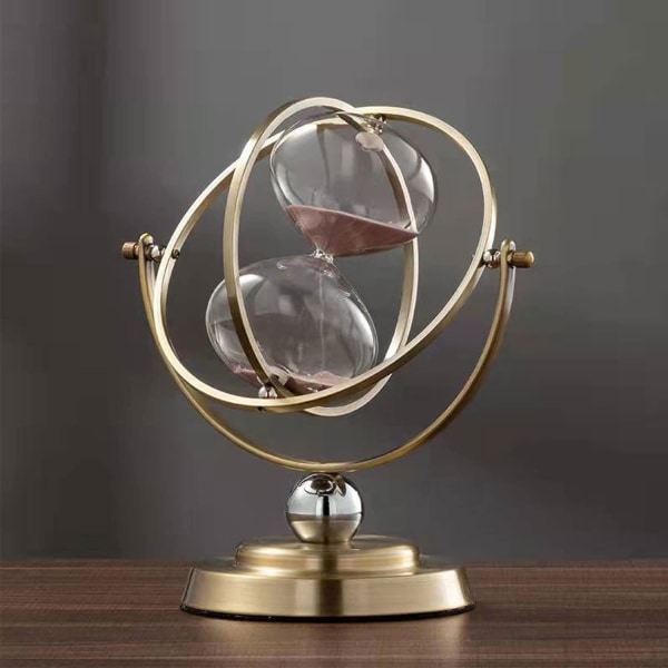 Antik sandklocka， vintage metall timglas 360° roterande stort， mässingsfärgad metall sandglastimer 15 30 60 minuter，educati