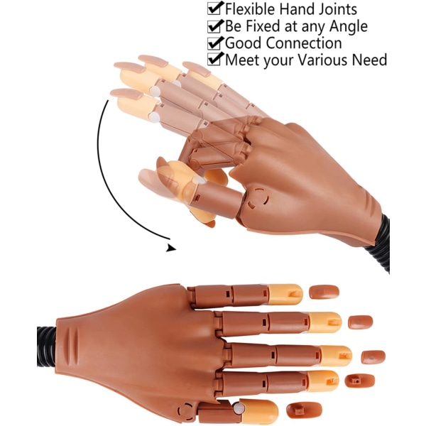Öva hand för naglar, nageltips Flexibel träningshand Professionell nail art Handverktyg Justerbara falska fingernaglar