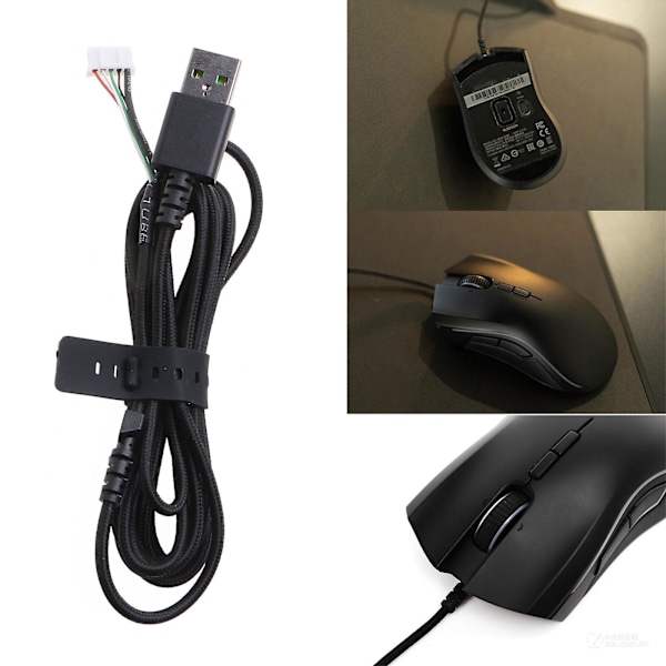 1,8 m ersättningskabel i slitstark PVC för USB-mus, kompatibel med Raze