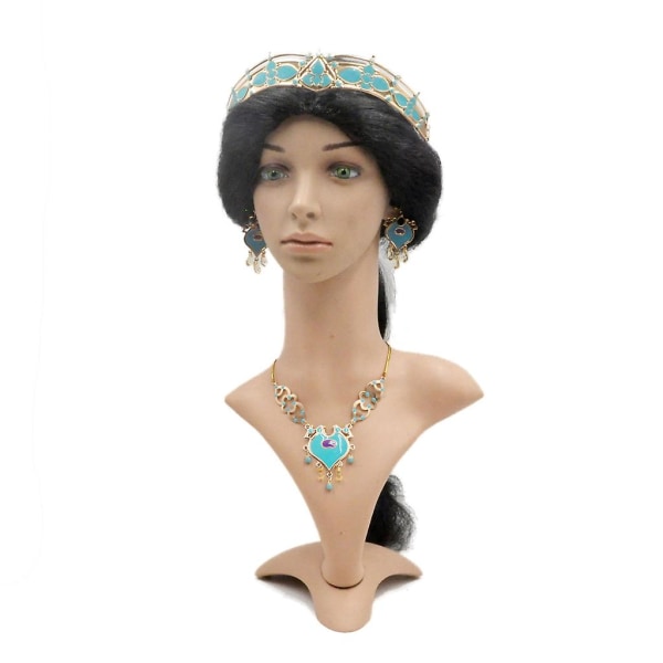 1 Set Vackra Jasmine Royal Crown Pannband Halsband Örhängen Kit för fest