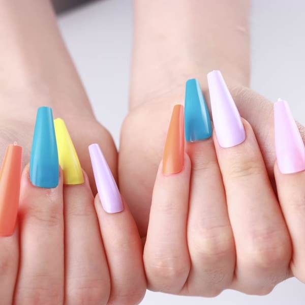 Fake Nails Färgblandning Mode och Vackert, Lämplig för kvinnor och tjejer, Jelly Glue Type, 1 Set