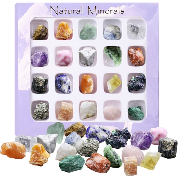 20st Chakra Stones Healing Crystals Set, Stress Relief Worry Stones Naturliga råa kvarts mineral ädelstenar