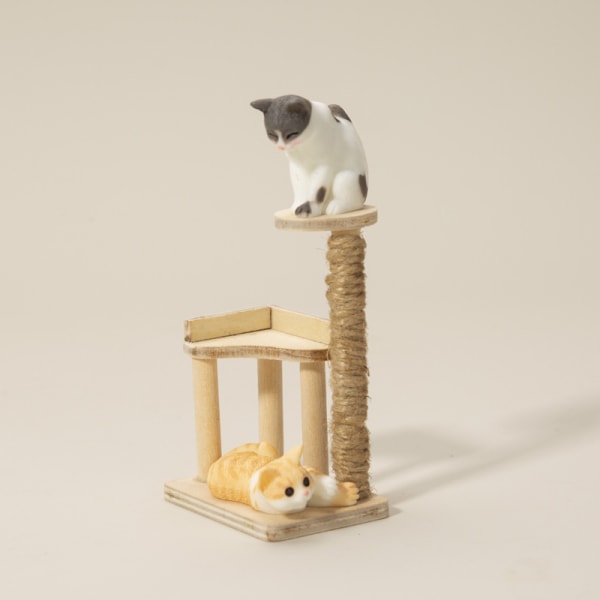 Mini huskatt för torn Hjälpsam Härlig Underbar Vacker Minikatt klätterställning Naturtrogen kattträd 1:12 dockhus 1
