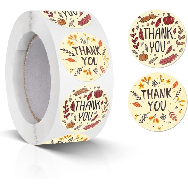Tack-klistermärken Roll Självhäftande Tack-etiketter Vattentät Avtagbar för småföretag 3.8cm
