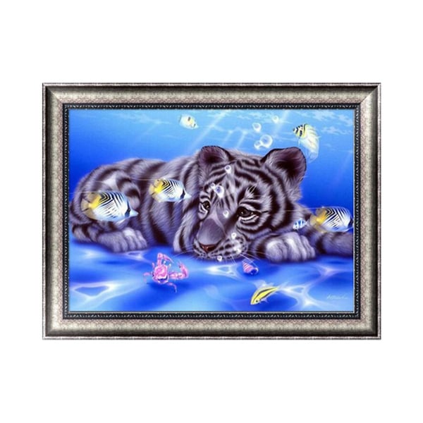 Gör-det-själv 5d Tiger-diamantbroderimålning för korshantverk Stitch Art Hemvägg D