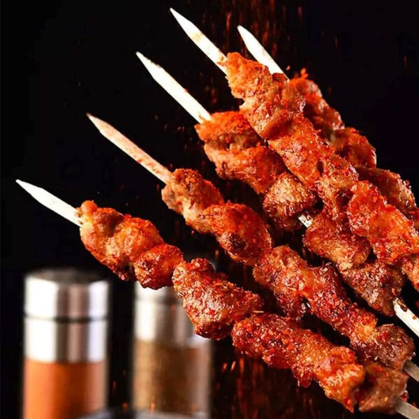 Grillspett, turkiska spett med trähandtag, kebabspett i rostfritt stål, för Koobideh Kebab, grill i turkisk stil bamboo