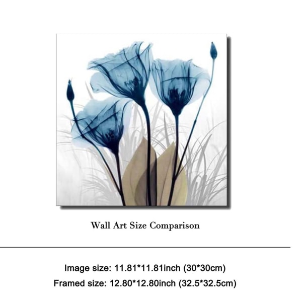 Blå flimrande blomma Moderna abstrakta målningar Canvas Väggkonst Galleri Wrapped Grace Blommiga bilder på canvastavlor 7
