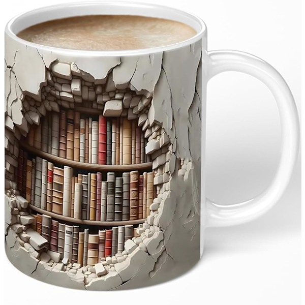 Bibliotek bokhylla mugg, cool bok doftande keramisk kaffekopp