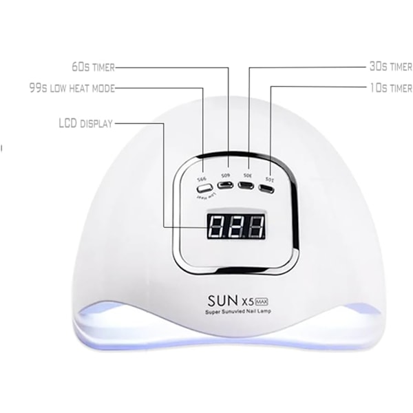 UV-lampa för gellack - Rörelsesensor - 180 W vit