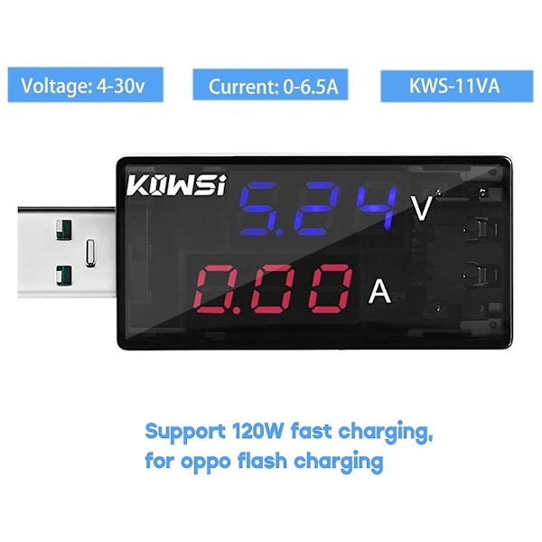 Kws-11va Dubbel USB-testare Laddare Testare Voltmeter Ammeter Laddning