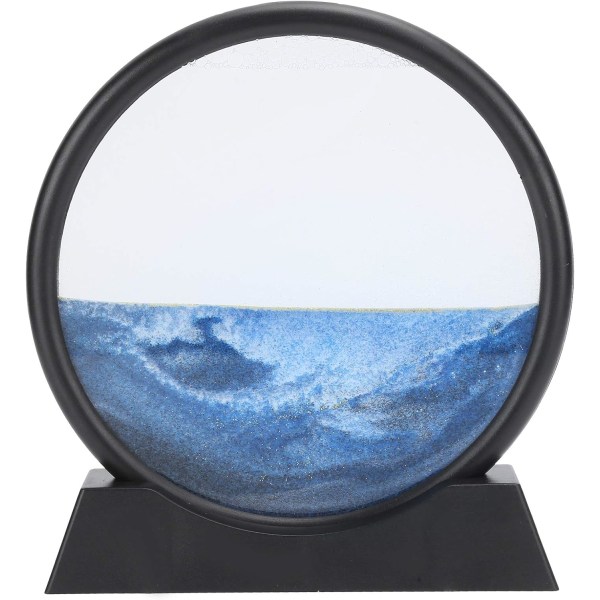 Cikonielf Dynamic Sand Picture Moving Sand Art Picture Runt Glas 3D Deep Sea Sandscape Heminredning 1st blue