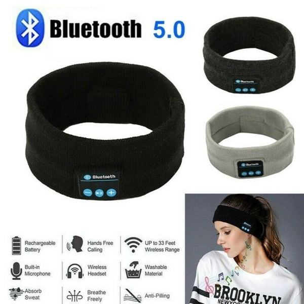 Sömnhörlurar Bluetooth Headband 5.0 Bluetooth trådlös sportmusikhörlur Light grey