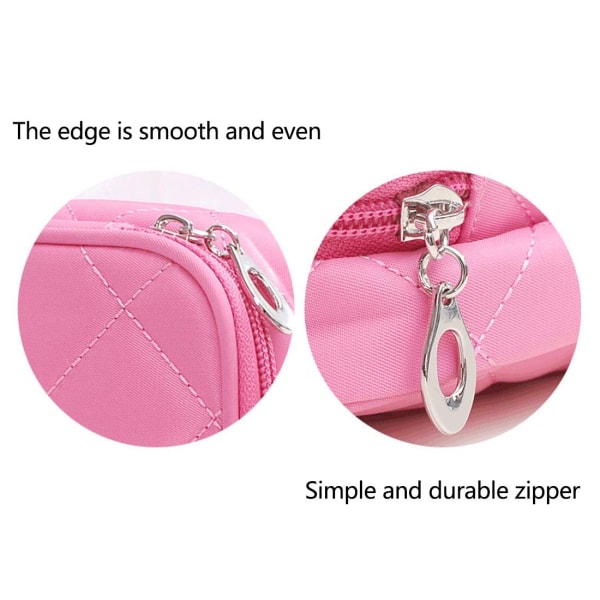 Sminkväska med spegelborstar Professionell multifunktionell 2-lagers kosmetisk organisatör för kvinnor, svart pink 18*10*5cm