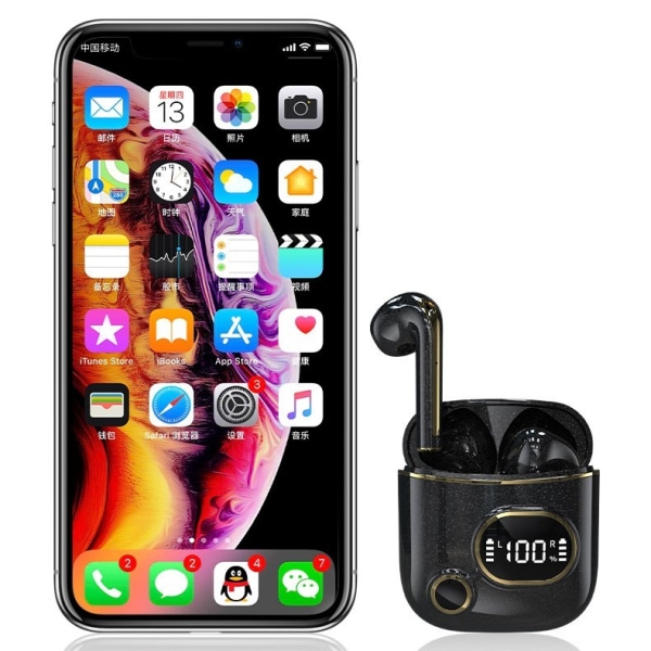 Bluetooth 5.2 trådlösa hörlurar Hörlurar Mini In-Ear Pods för iPhone Android Black