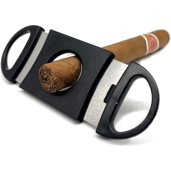 Cigarrsax, cigarrtillbehör Rostfritt stål/plastficka för de flesta storlekar Enkel cigarrsax cigarrskärare black