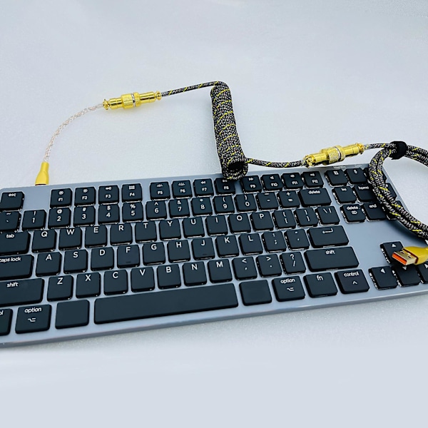 Usb C Spiral Kabel Flygplanskontakt Tråd Mekaniska Tangentbord Av Yellow without RGB