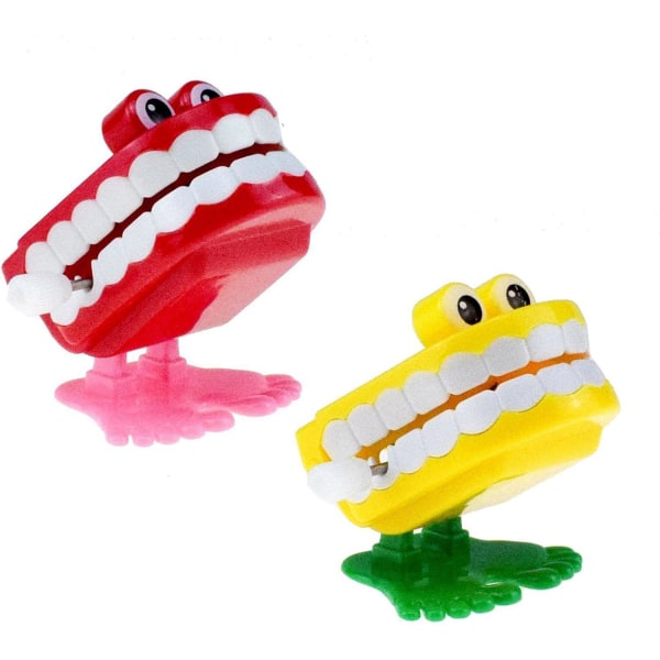 2 st klapprande tänder linda upp tänder Leksak gåtänder, babblande tänder klapprande tänder för festfavoriter Tillbehör Rekvisita