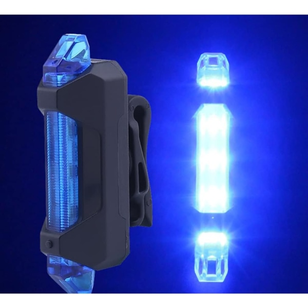 3 st USB uppladdningsbar cykellampa Vattentät cykelbakljus 3 lägen cykelljus säkerhetsvarningslampa passar alla cyklar (blå